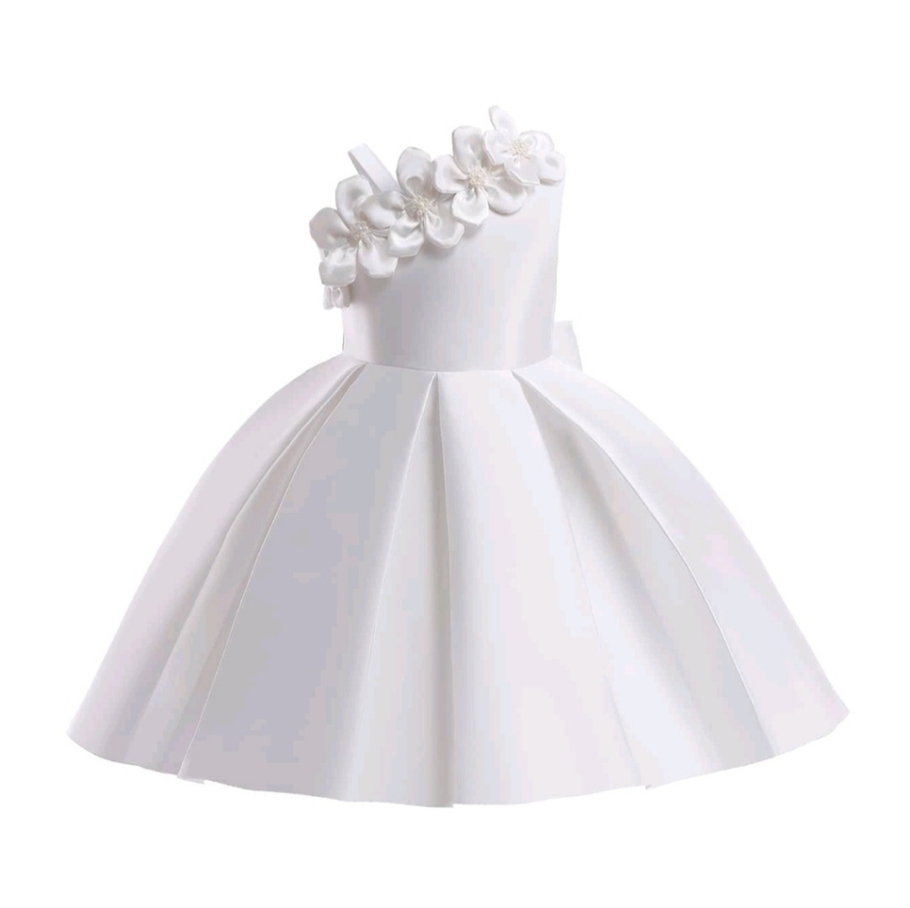 Elegant White Floral Kids Dress